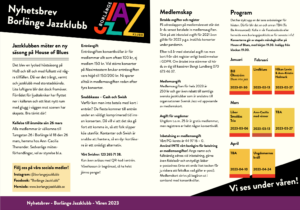 Nyhetsbrev Borlänge Jazzklubb - Våren 2023